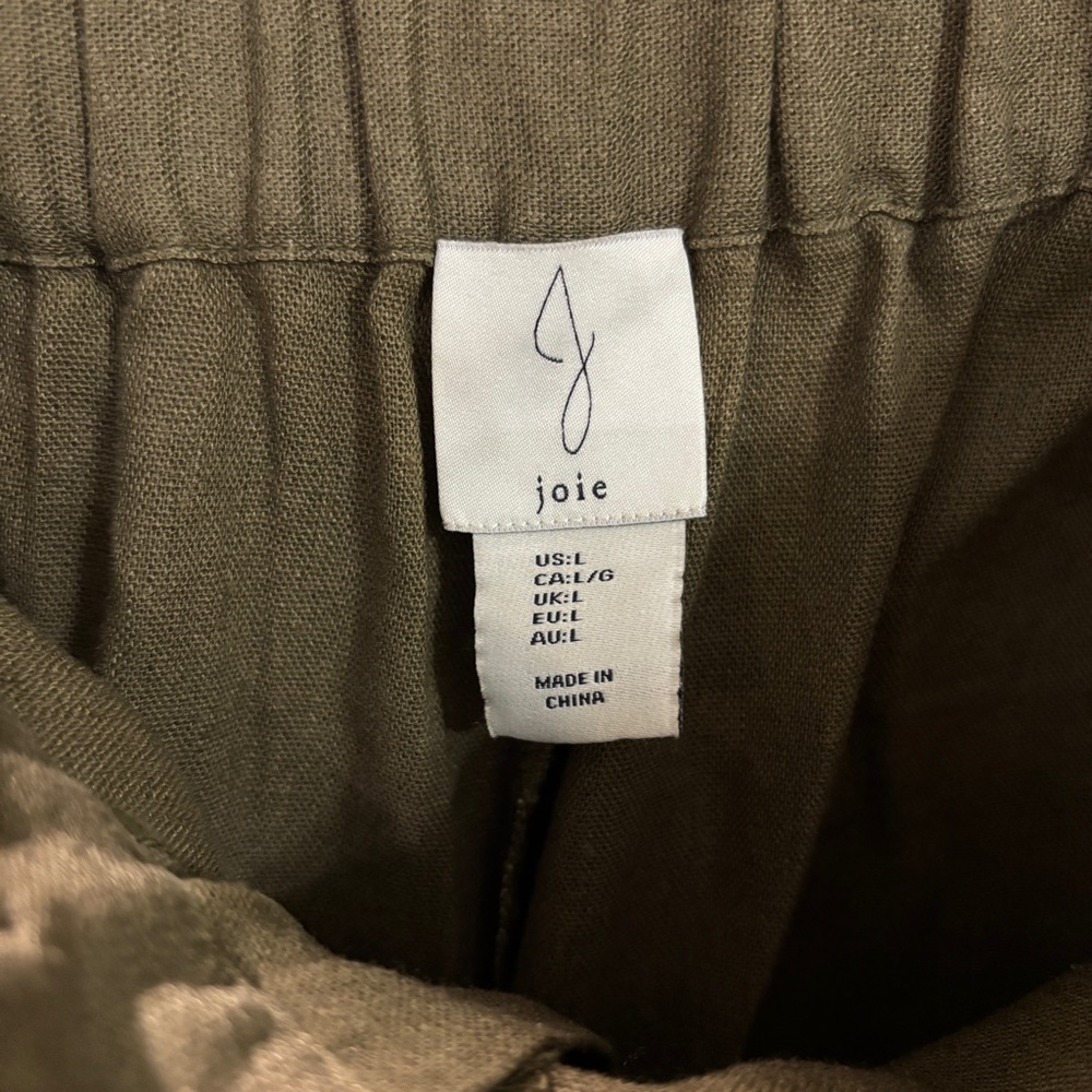 Olive Green Wide Leg Linen Trousers - Picture 4 of 5